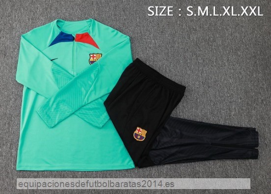 Nuevo Conjunto Completo Sudadera Entrenamiento Barcelona 23/24 Verde Negro Baratas